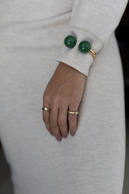 Bracelete Bolas Verde Ambição Dourado