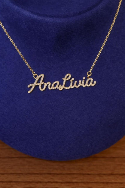 Colar Nome Personalizado 0,9mm Moissanite Prata 925