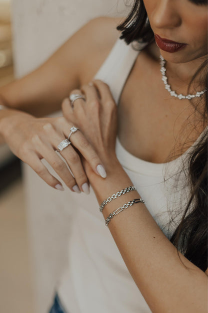 Pulseira Cadeado Ródio Branco