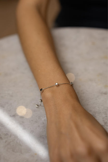 Pulseira Minimalista Square Ródio Branco