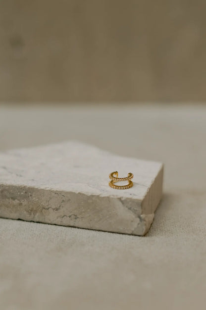 Piercing Fake Duplo Cravejado Dourado