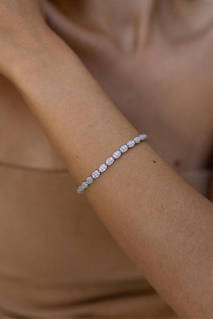Pulseira Cravejado Oval Cristal Ródio Branco