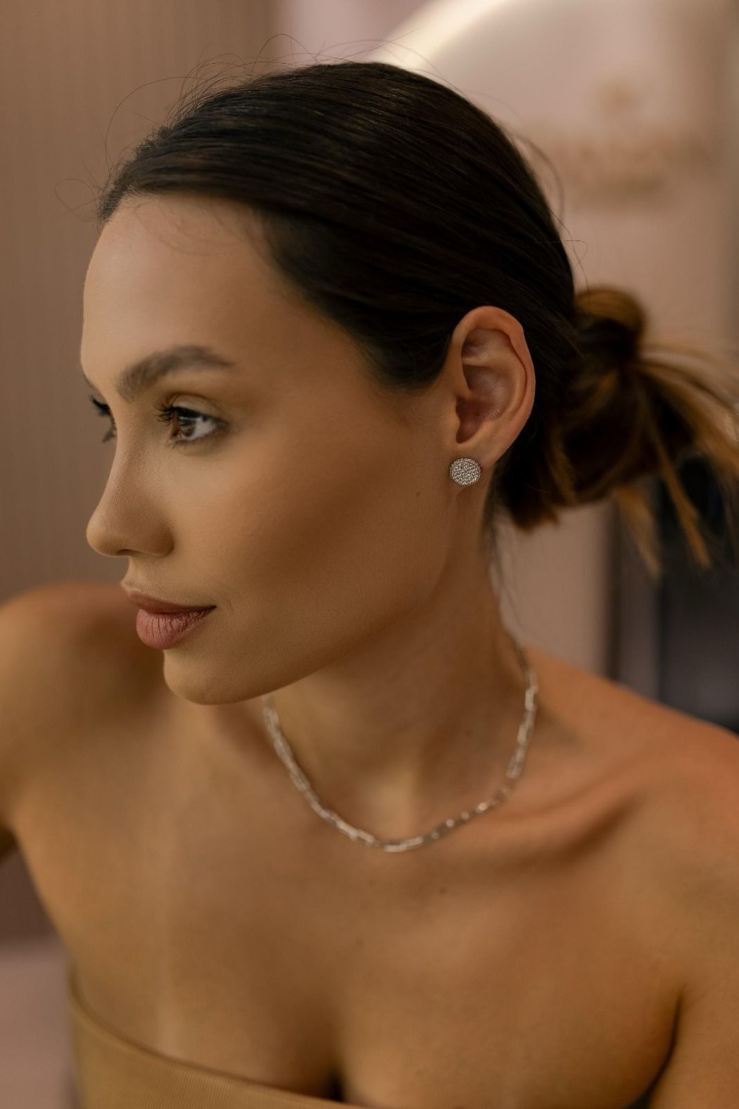 Brinco Círculo Cravejado Ródio Branco