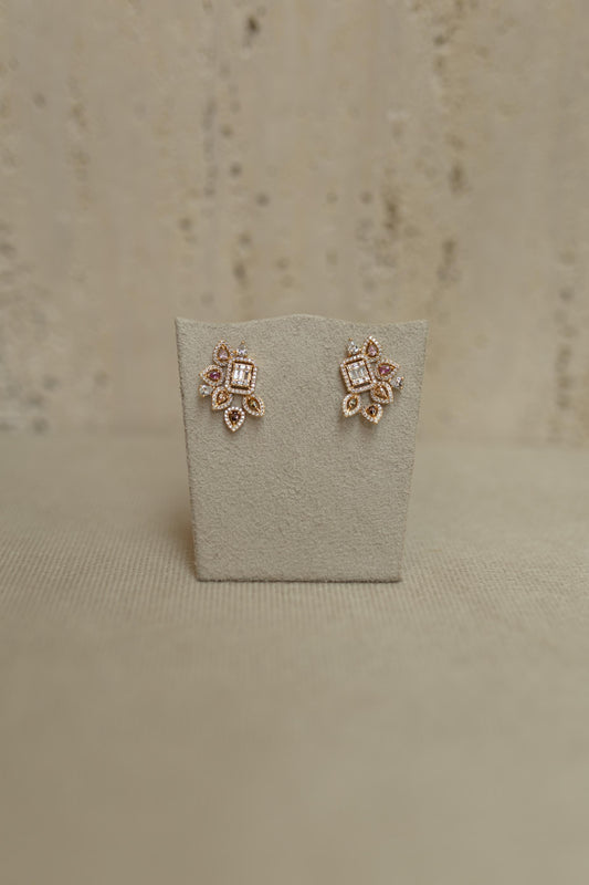 Brinco Ear Cuff Leque Rainbow Dourado