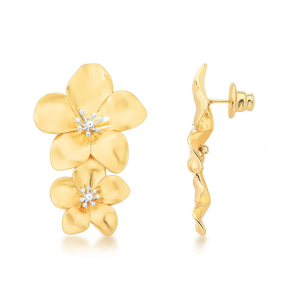 Brinco Flor Duo Dourado