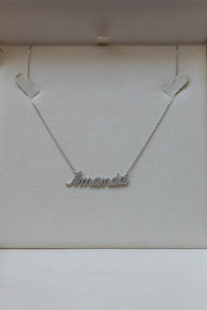Colar Nome Personalizado 0,9mm Moissanite Prata 925