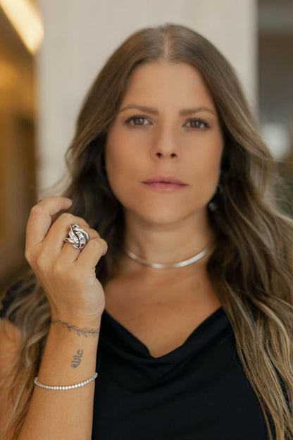 Choker Aro Tubo Liso Ródio Branco
