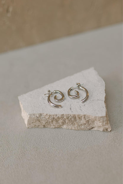 Brinco Espiral Ródio Branco