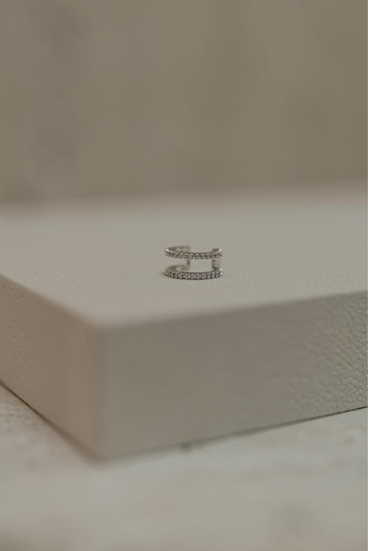 Piercing Fake Duplo Cravejado Ródio Branco