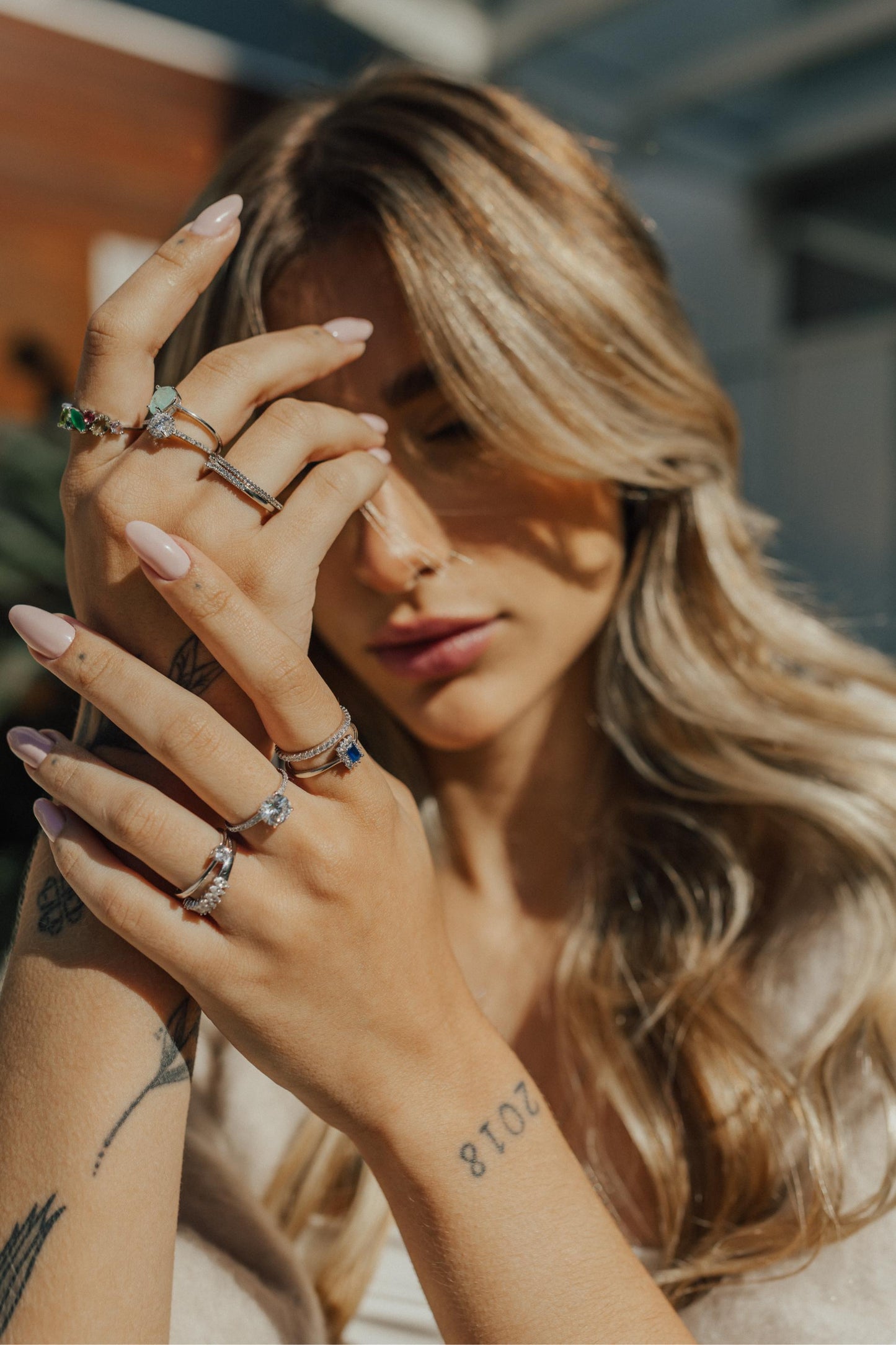 Anel Safira Prata 925 Ródio Branco