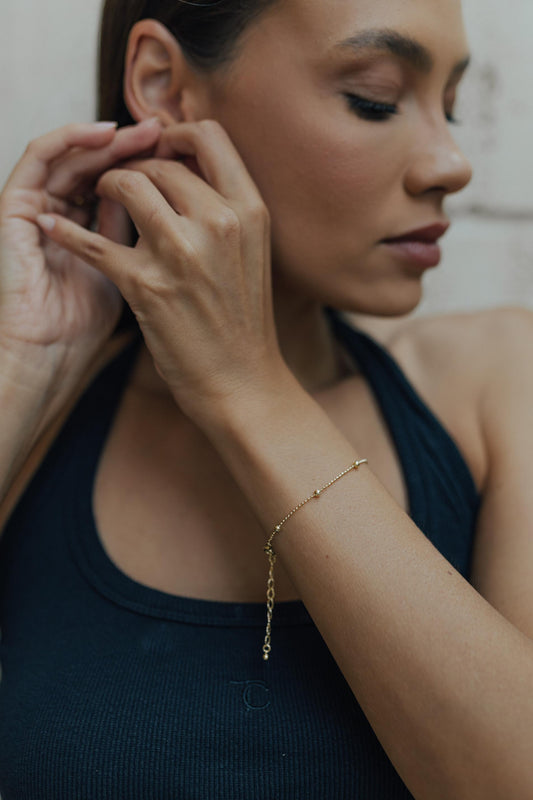 Pulseira Bolinhas e Esferas Dourado