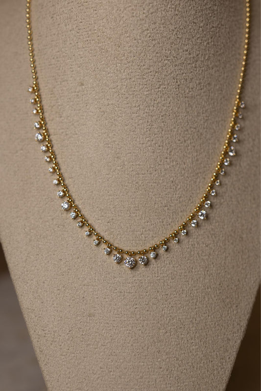 Colar Bolinhas Glam Ponto de Luz Cristal Dourado