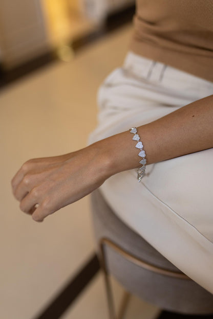 Pulseira Coração Cravejado Ródio Branco