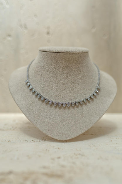 Colar Choker Riviera Corações Ródio Branco