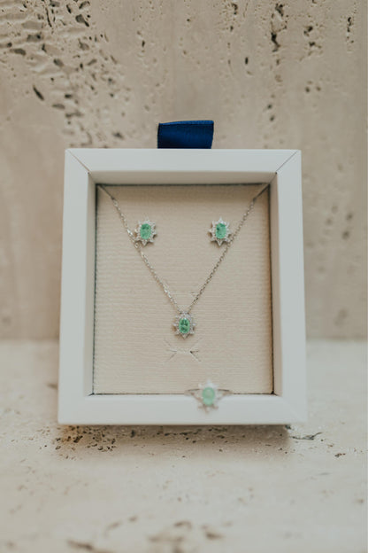 Colar Esmeralda Paraíba Fusion Prata 925 Ródio Branco