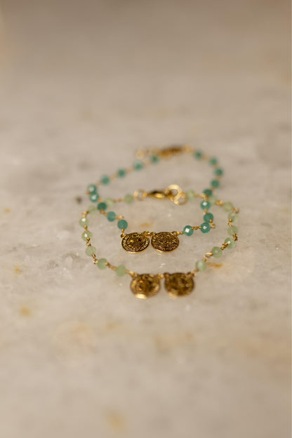 Pulseira Escapulário São Bento Jade Dourado