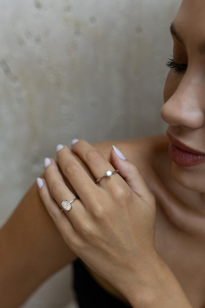 Anel Prata 925 Moissanite Oval Ródio Branco