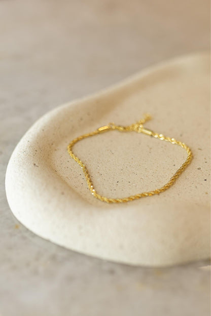 Pulseira Cordão Baiano 2mm Dourado