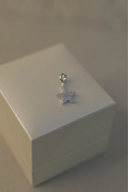 Pingente Estrela Cravejado Ródio Branco