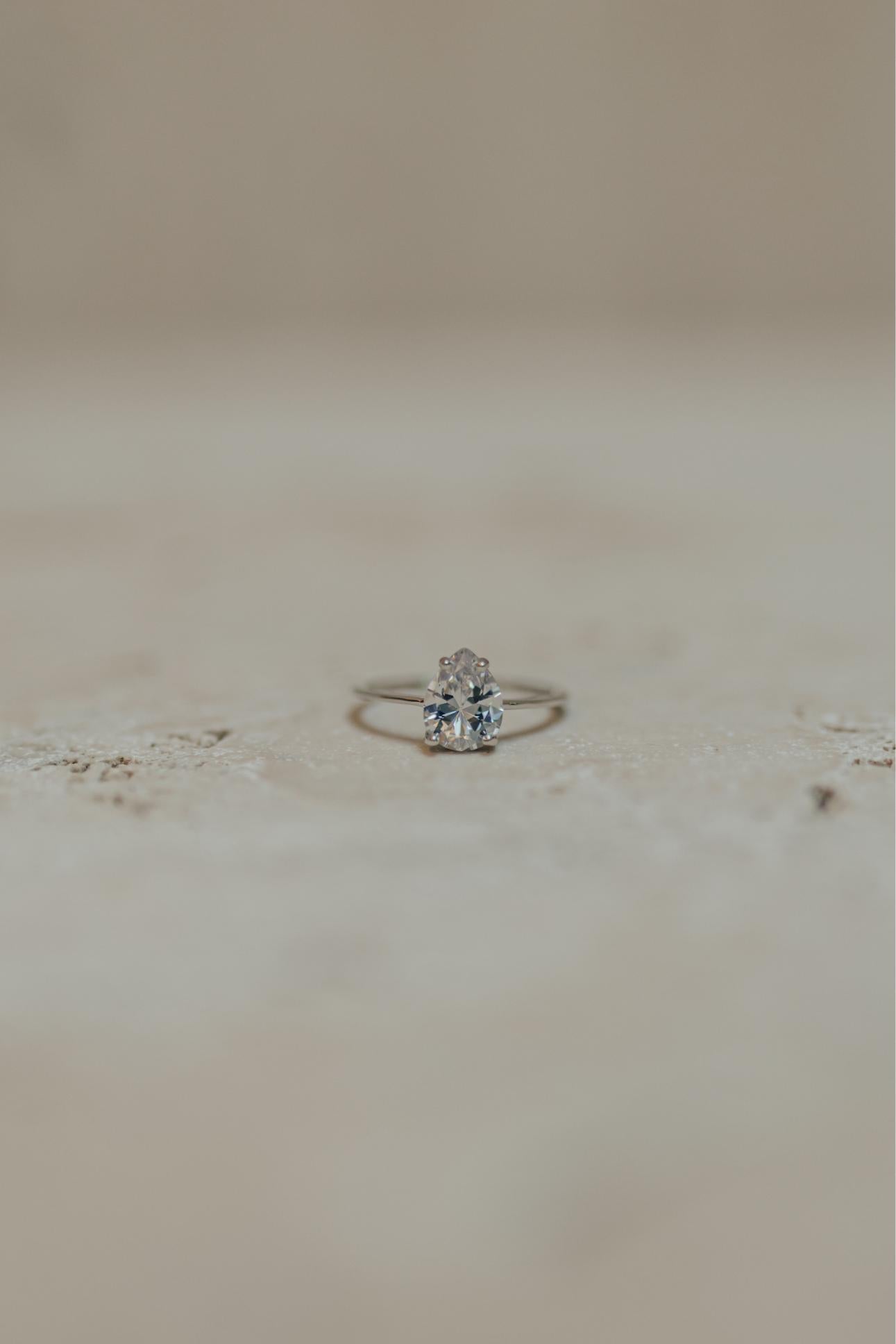 Anel Gota Zircônia Cristal Prata 925 Ródio Branco