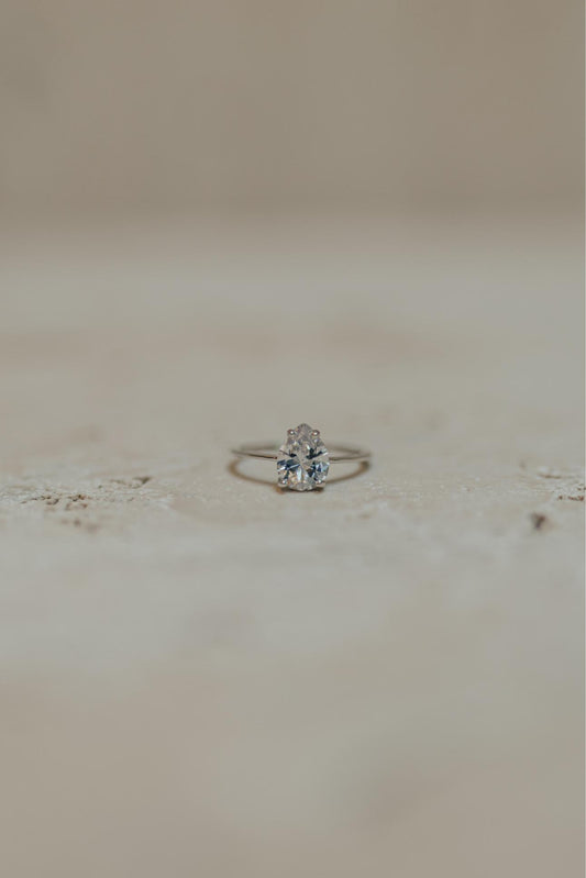 Anel Gota Zircônia Cristal Prata 925 Ródio Branco