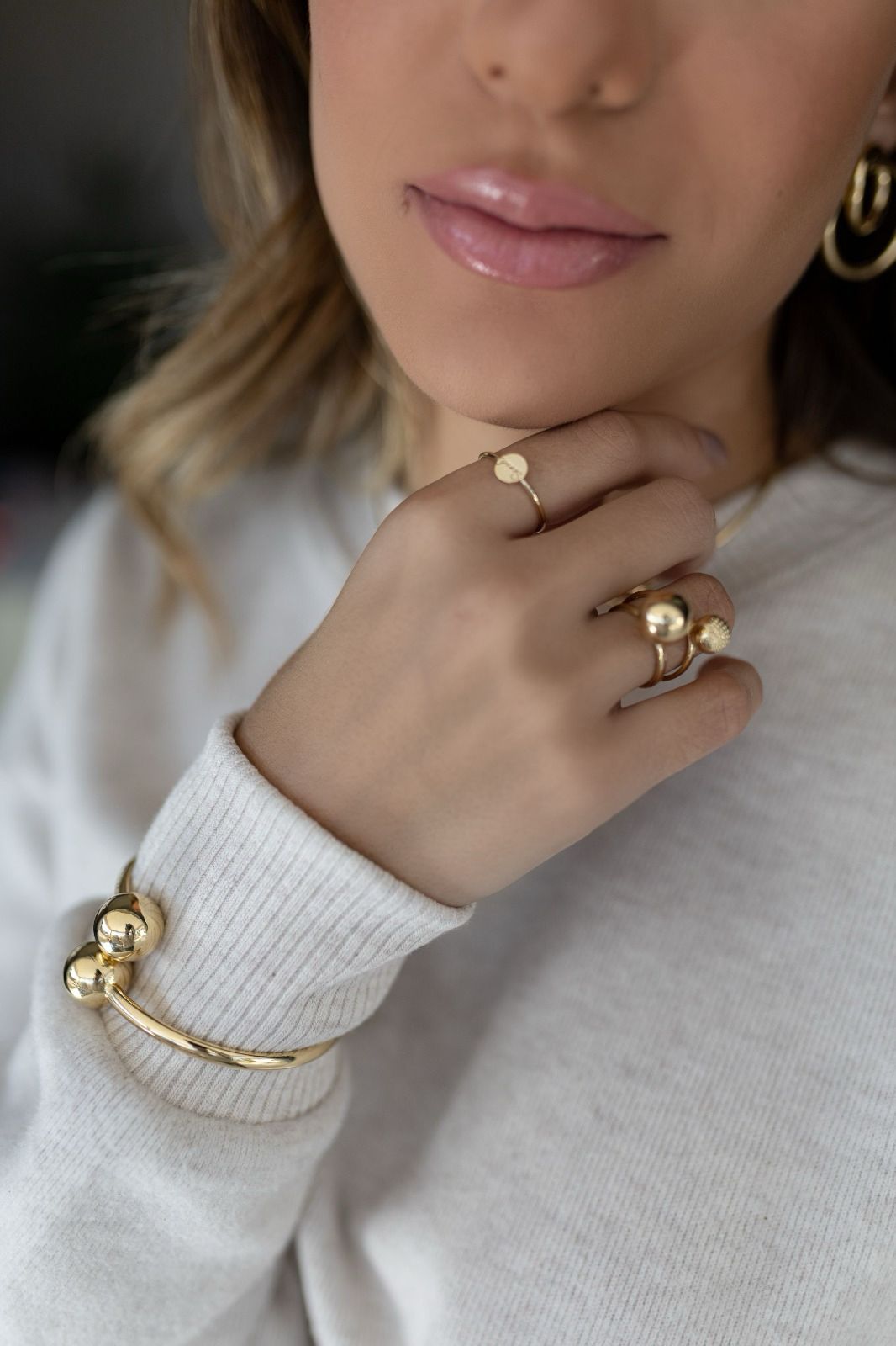 Bracelete de Bolas Liso Dourado