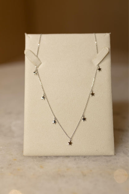 Colar Estrelas Prata 925 Ródio Branco
