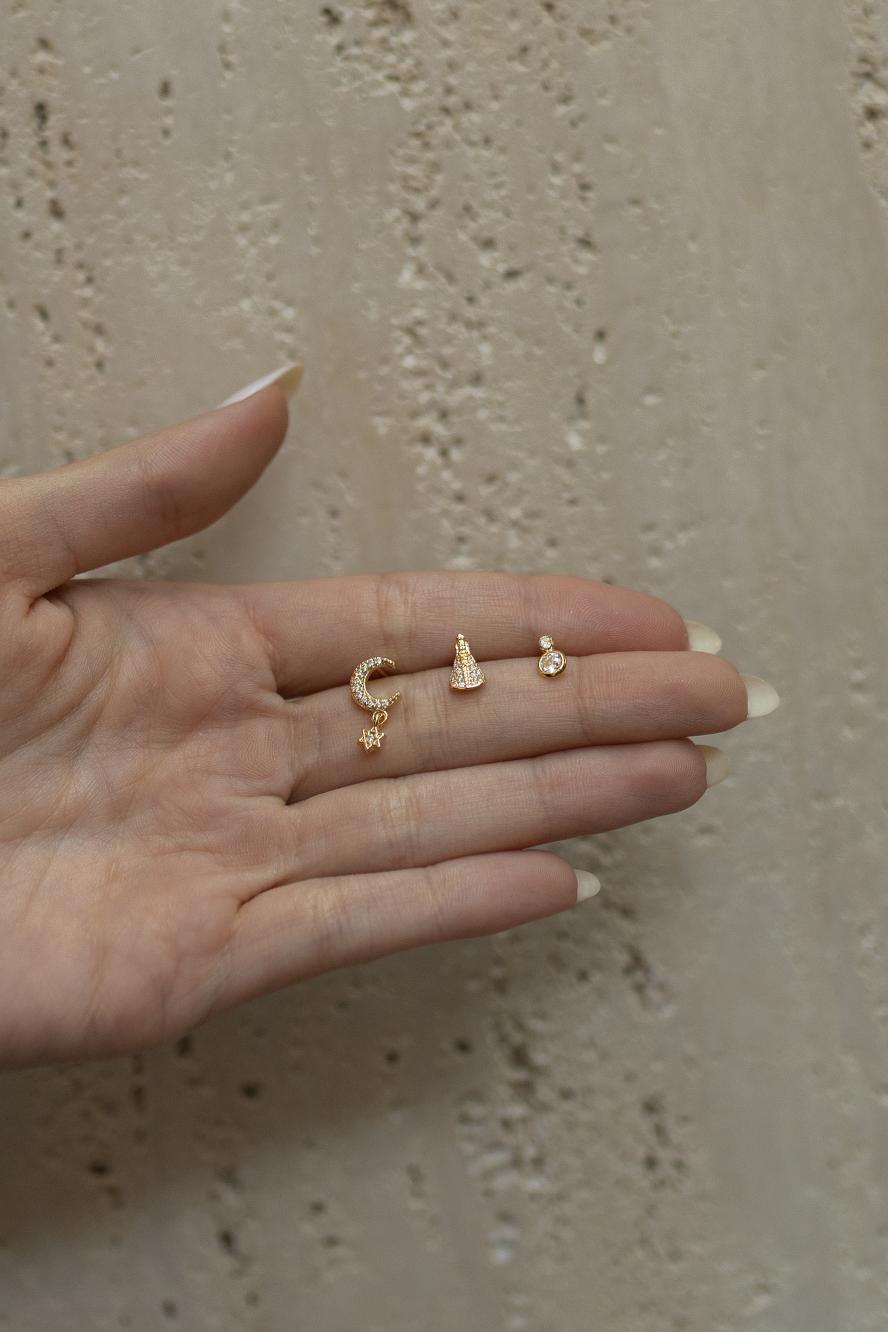 Brinco Lua e Estrela Dourado