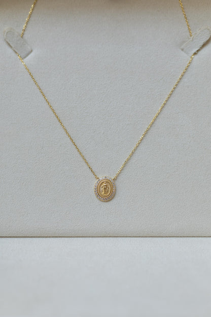 Colar Nossa Senhora das Graças Moissanite Prata 925 Dourado