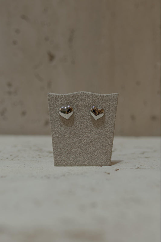 Brinco Coração Bold Liso Ródio Branco