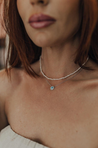 Colar Mini Pérola de Água Doce Prata 925 Ródio Branco