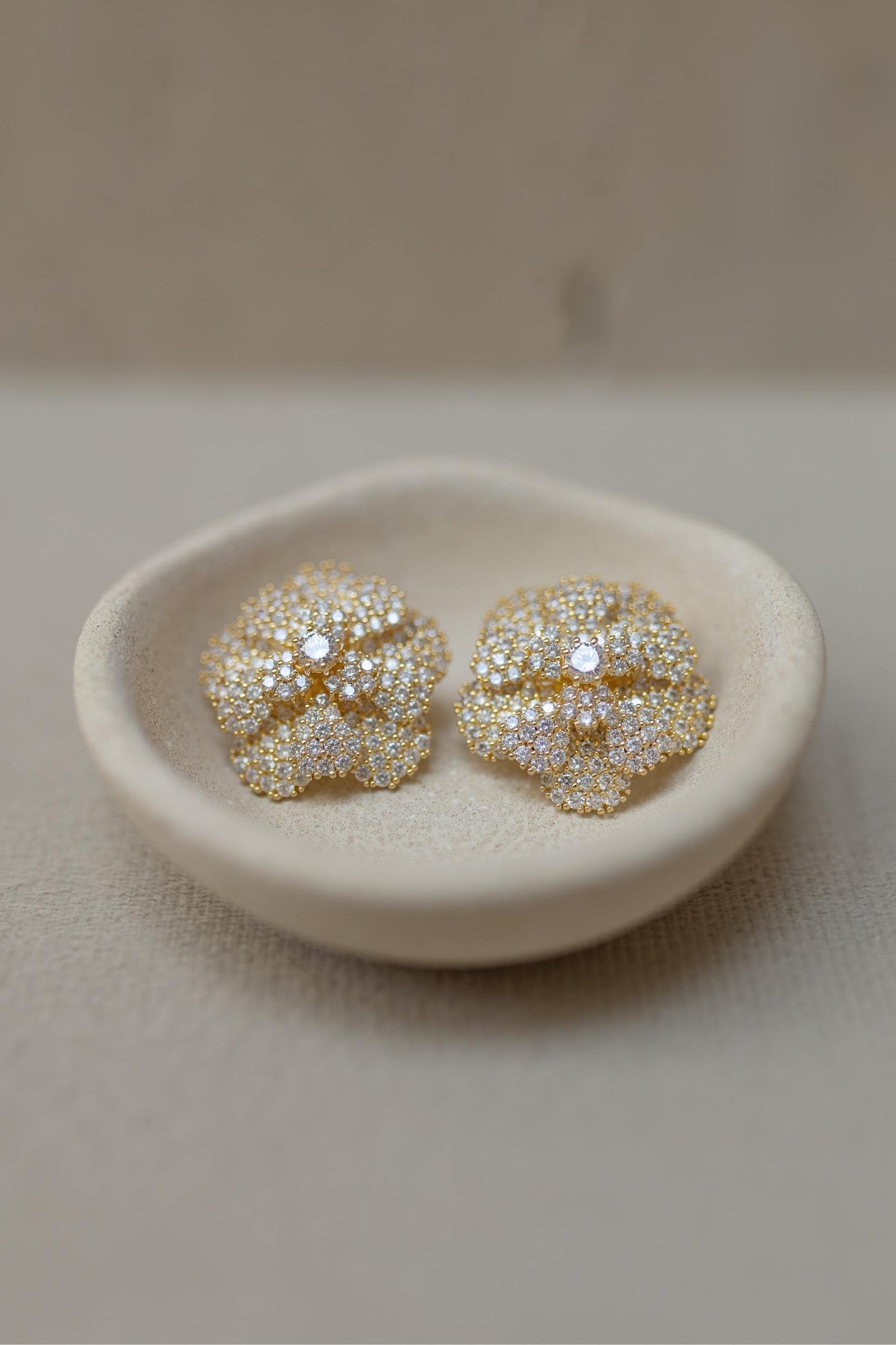 Brinco Flor Cravejada Ponto de Luz Dourado