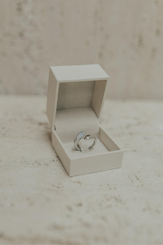 Anel Ajustável Inspo Cravejado Ródio Branco