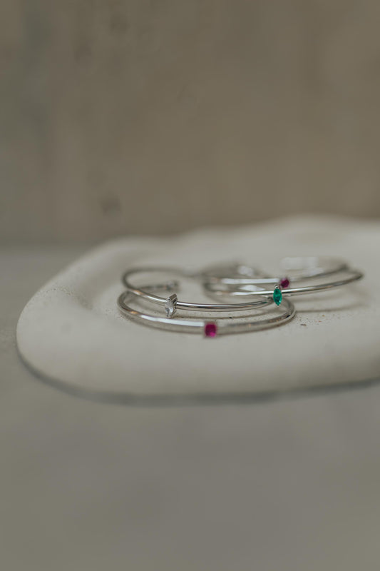 Bracelete Zircônia Ródio Branco