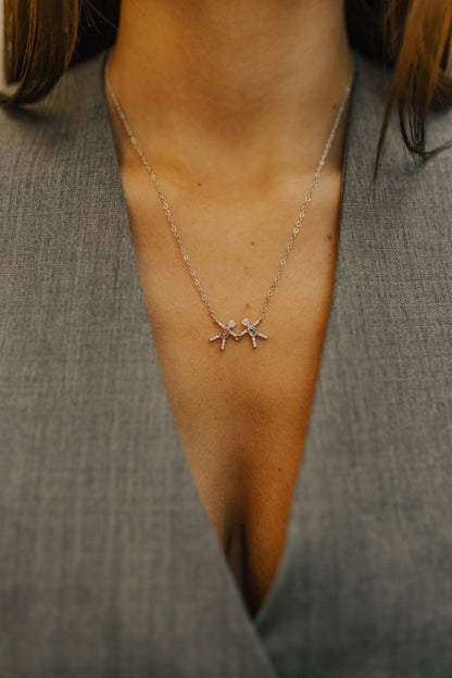 Colar Filho Cravejado com Ponto de Luz Ródio Branco