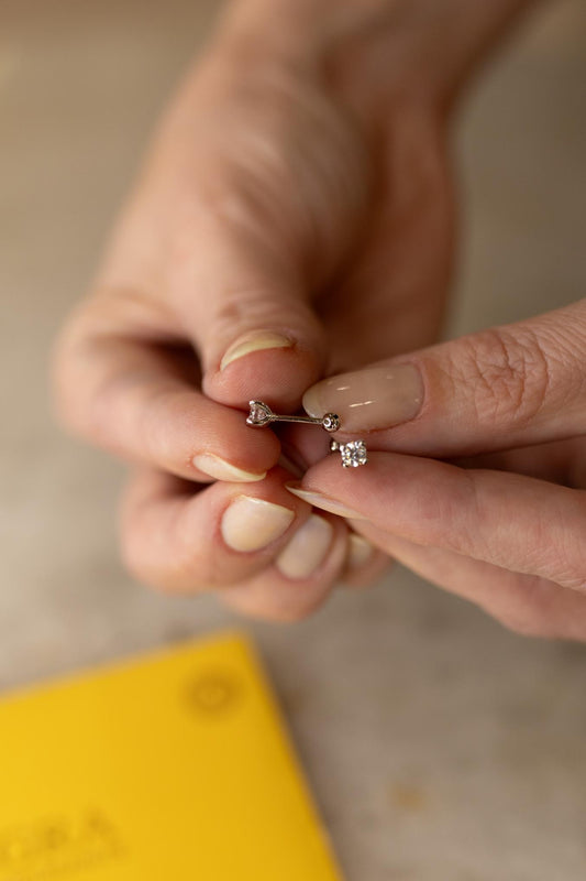Brinco Pino Baby Ponto de Luz 3,5mm Moissanite Prata 925 Ródio Branco