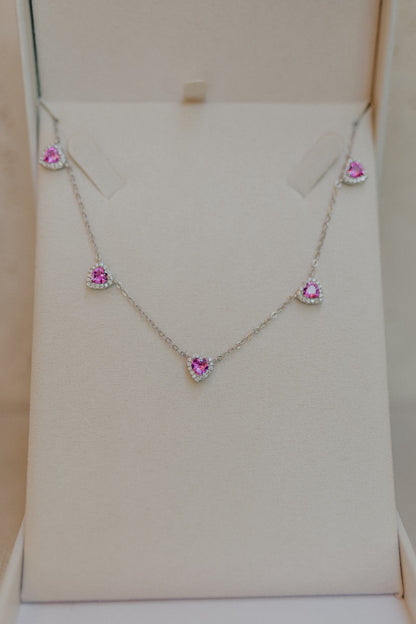 Colar Choker 5 Corações Rubelita Ródio Branco