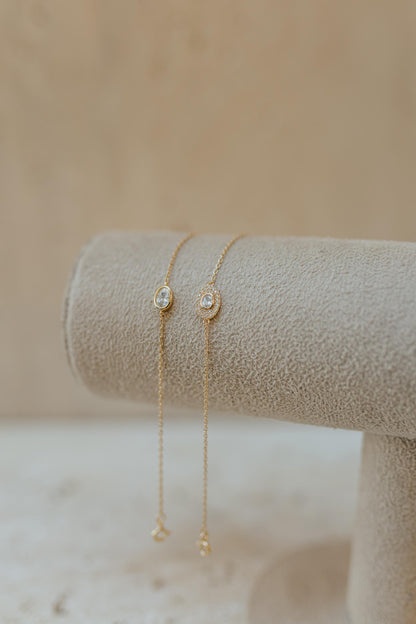 Pulseira Oval Borda Cravejada Prata 925 Dourado