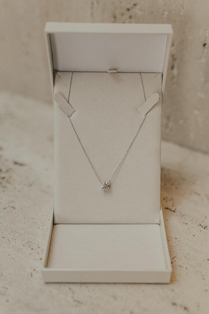 Colar Ponto de Luz Moissanite Luxo 8mm Prata 925 Ródio Branco