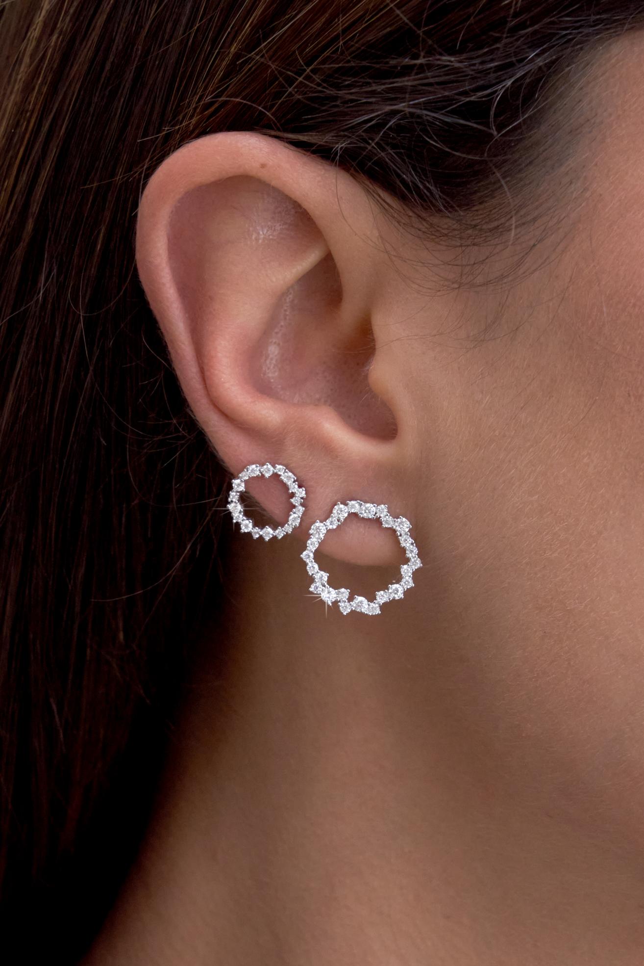 Brinco Círculo Vazado Moissanite Prata 925 Ródio Branco