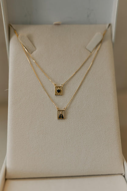 Colar Escapulário Manto Azul Nossa Senhora Aparecida Dourado