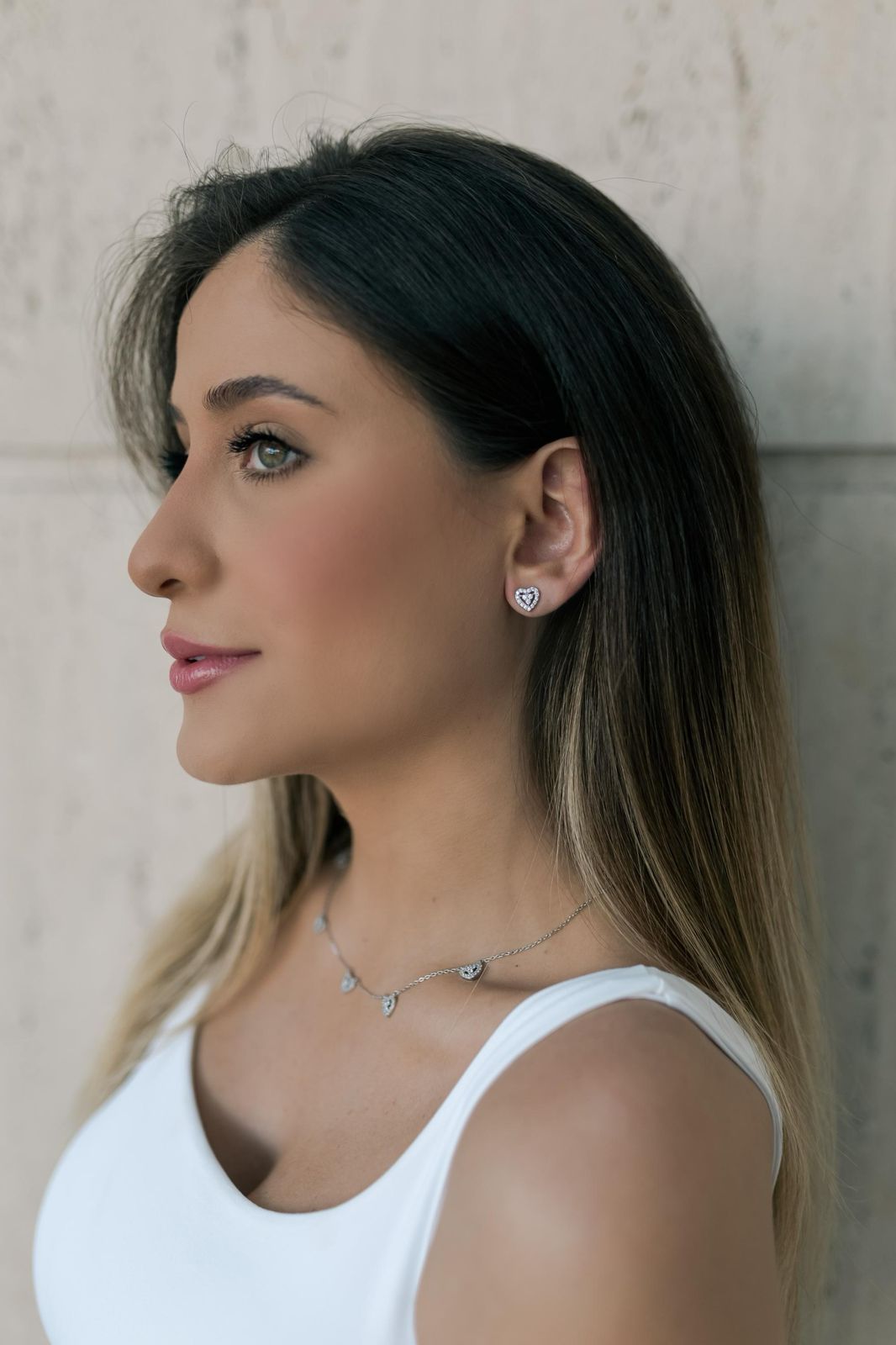 Colar Choker 5 Corações Cristal Ródio Branco