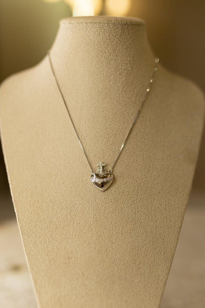 Colar Coração Moissanite Prata 925 Ródio Branco