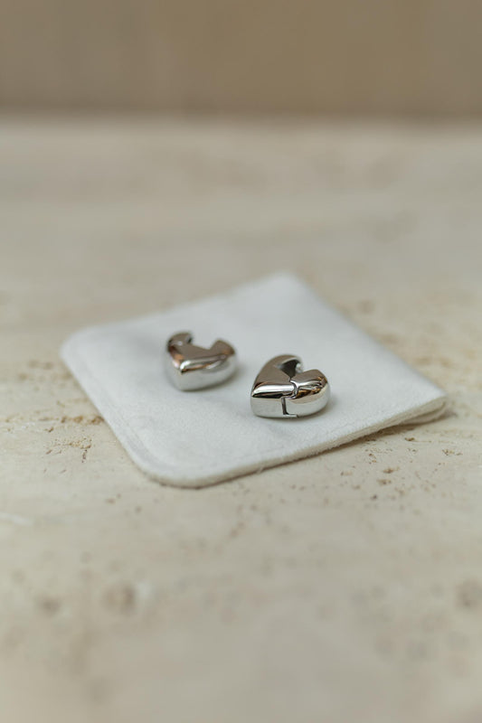 Brinco Argola Coração Bold Ródio Branco