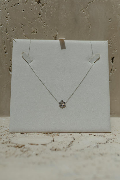 Colar Choker Flor Prata 925 Ródio Branco