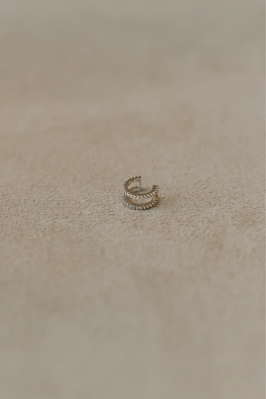 Piercing Fake Duplo Cravejado Ródio Branco