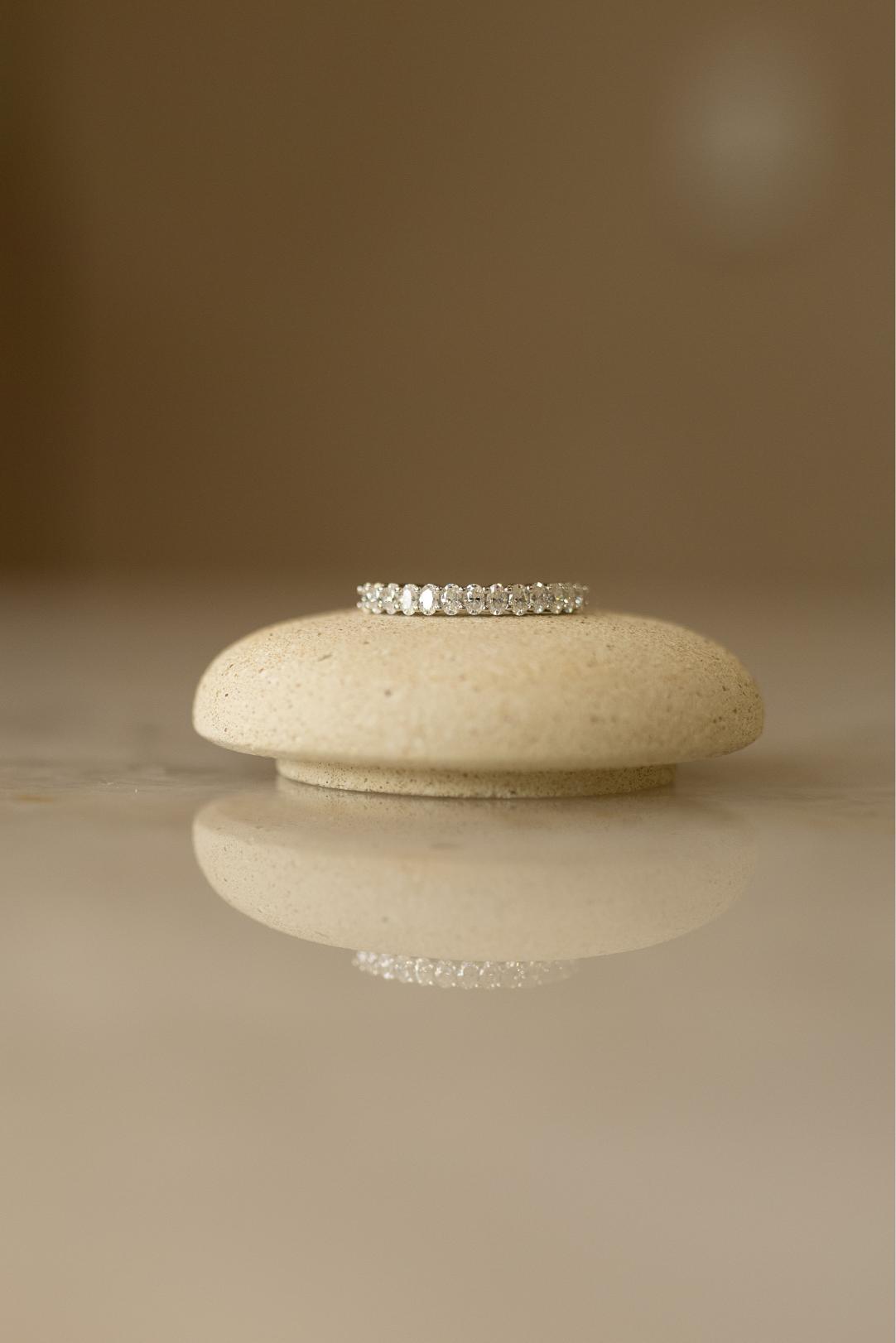 Anel Meia Aliança 3mm Moissanite Prata 925 Ródio Branco