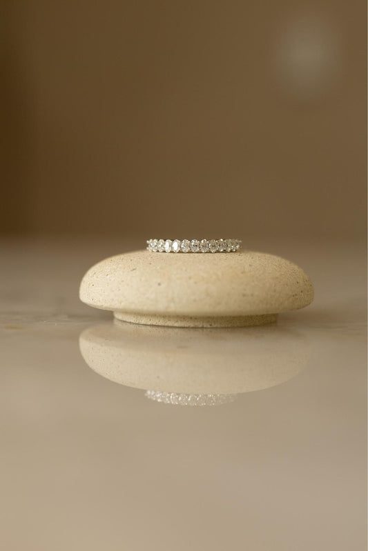 Anel Meia Aliança 3mm Moissanite Prata 925 Ródio Branco