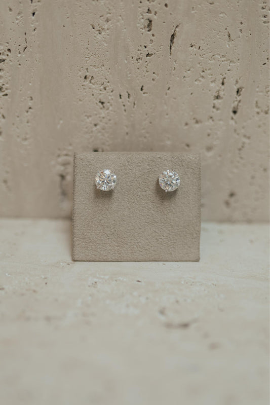 Brinco Solitário Clássico Moissanite Luxo 10mm Prata 925 Ródio Branco
