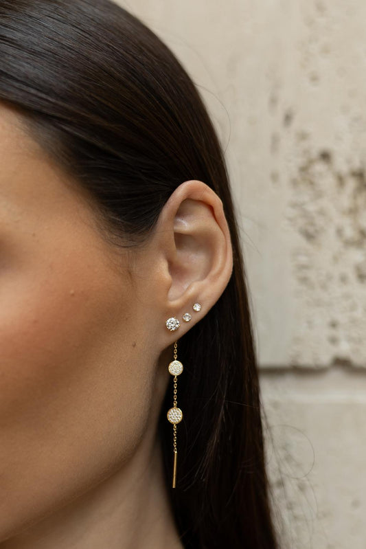 Brinco Ear Jacket Pêndulo Cristal Dourado